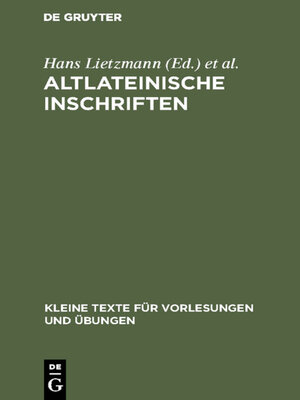 cover image of Altlateinische Inschriften